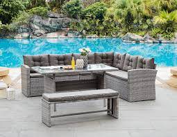 Sold and shipped by costway. Rattan Corner Group Garden Furniture Set Outdoor Dining Sofa Set Table Bench Ebay