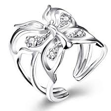 Uk Silver Plated Open Butterfly Ring Size P 1 2 Uk 8 Us Adjustable Open Thumb Ladies Gift Dragonfly