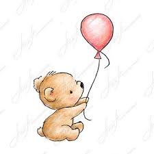 The Drawing Of Cute Teddy Bear With Pink Balloon Printable Etsy Cute Bear Drawings Teddy Bear Drawing Bear Drawing