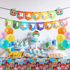 The robyn's nest 6.365 views2 months ago. Party Supplies Cocomelon Birthday Party Supplies 125pcs Birthday Party Decorations Include Happy Birthday Banner Tablecover Plates Knives Spoons Forks Cake Toppers Cupcake Toppers Chocolate Stickers Latex Balloons Toys Games