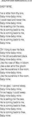 Old Time Song Lyrics For 22 Baby Mine