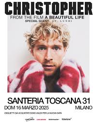 L'attore e cantante canadese Christopher arriva con un'UNICA DATA italiana  a Milano ✨ special guest: St. Lundi 🚩 Domenica 16 marzo 2025 Santeria  Toscana 31, Milano 🎟 Biglietti su Ticketmaster e Ticketone