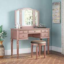 Full length mirrors are very useful in a dressing area. House Of Hampton Brookland Vanity Set With Mirror Reviews Wayfair