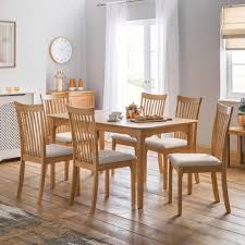 6 Seater Dining Set Rectangular Extendable Table Padded Chair Wooden Furniture Oak Dining Sets Extendable Dining Table Solid Wood Dining Chairs