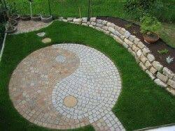 Jing Jang Terrasse Aus Grauen Und Roten Granit Feng Shui Garten Zen Garden Design Zen Garden Garden Design