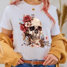 Floral Skull Sublimation Clipart, Transparent Png, Gothic Skull Clipart,  Watercolor Floral Skull Clipart, Floral Skull Png, Digital Download