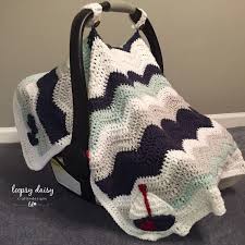 This Nautical Carseat Canopy Can Also Be Used As A Blanket As It Has Removable Straps Appr Crochet Blanket Chevron Nautical Baby Blankets Baby Blanket Crochet
