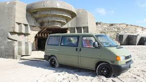1998 Volkswagen Vw T4 Syncro 2 5tdi Acv With Bfg Ko2 215 75r15 In Front Of A Bunker In Denmark In Army Green Matte Paint Vw T4 Syncro Vw T4 Volkswagen Van