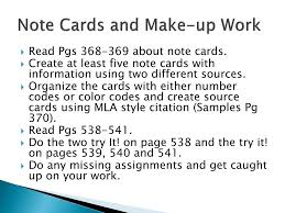 Welcome to the purdue owl. Ppt Note Cards And Make Up Work Powerpoint Presentation Free Download Id 6309160