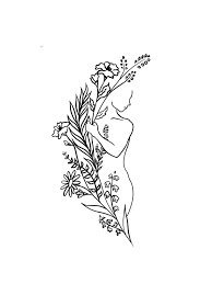 Another One For The Woman And Flower Series Line Art Tattoos Line Art Flowers Outline Art