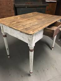 Primitive White Red Painted Kitchen Work Table 23h30h25d38w Etsy In 2020 Kitchen Work Tables Work Table Vintage Painted Furniture