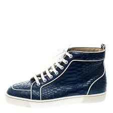 Christian Louboutin Blue Python Leather Rantus Orlato High Top Sneakers Size 40