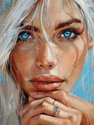 Blue Eyes, one of a series of 5 large Goddess new works. She measures  around 97 x 45 unframed. Link in bio. #goddess #woman #felt #feltart  goddesspaintings #blueeyes #wildwoman #bird #birdlady