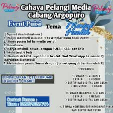 Nah, ketika tulisan anda lolos seleksi redaksi atau editor, penulisan biodata memudahkan pihak sana menghubungi anda. Lomba Puisi Cahaya Pelangi Media Cabang Argopuro Info Lomba Menulis