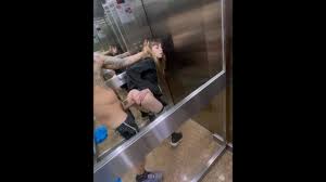 Stuck with my neighbor in elevator and he fucks my asshole with creampie