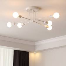 Ceiling light fixtures are the perfect lighting solution for kitchens, bedrooms, hallways and bathrooms. 6 8 Heads Open Bulb Semi Flush Mount With White Linear Armed Minimalist Metal Ceiling Fixture Modern Flush Mount Ceiling Light Modern Ceiling Light Fixtures Bedroom Ceiling Light