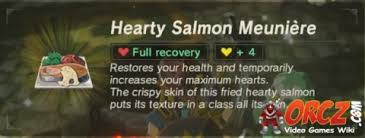 Even though he says he wants salmon meuniere, what he really wanted was hearty salmon meuniere, made with hearty salmon. Breath Of The Wild Hearty Salmon Meuniere Orcz Com The Video Games Wiki