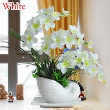 What kind of flowers to put on a coffee table? Fashion Elegant Phalaenopsis Artificial Flower Set Ornaments Home Living Room Indoor Coffee Table Tv Cabinet Fake Flower Pot Decoration Flower Decoration Wish