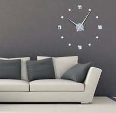 Wandtattoo Uhr Mit Uhrwerk Wanduhr Design Quadrate Deko Fur Wohnzimmer Uhr Silber Geburstet Aufkleber Mittelgrau Ama Wohnzimmeruhren Wanduhr Design Wanduhr