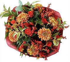 Gemengd Herfstboeket Rood Herfstboeketten Bloemen Bezorgen Boeket Bloemen