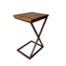 Xiaoyan Wooden Top Sofa Side End Table With Modern C Shape Bronze Steel Frame For Small Spa Solid Wood Coffee Table Living Room Coffee Table Small Coffee Table