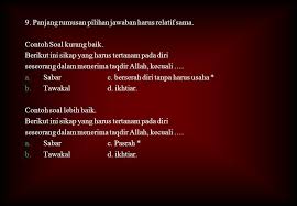 Oke, berikut ini soal essay dan jawaban bahasa indonesia, dimulai dari nomor 71 sampai dengan 80. Kaidah Penulisan Soal Esai Dan Pilihan Ganda Ppt Download