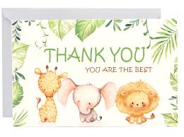 Supreme Impression Thank You Cards Baby Gift 25 Pack Of Jungle Safari Cute Zoo Animal Thank You Notes With Envelopes Perfect For Baby Shower And Kids Birthday Supreme Impression