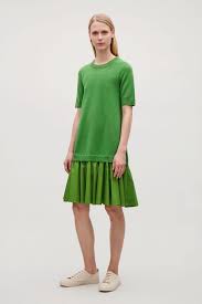 Cos Panelled Cotton Knit Dress Cotton Knit Dresses Knit Dress A Line Dress
