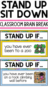 Stand Up Sit Down Brain Break Set 2 Digital Learning Classroom Teaching Classroom Online Teaching