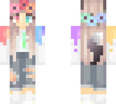 Rainbow Flower Girl Minecraft Skin Minecraft Skin Flower Girl Aesthetic Pastel Wallpaper