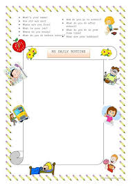 Writing About Daily Routines Daily Routine Daily Routine Worksheet Writing Tasks
