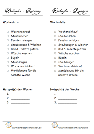 Wochenplan Reinigung Pdf Haushalts Tipps Einkaufen Staubwischen