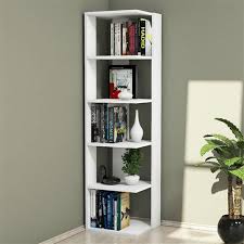 L'ensemble offre une surface linéaire de rangement d'environ 90 livres. 117 40 Sur Etagere Bibliotheque D Angle Design Olgha L 42 X H 161 Cm Blanc Achat Prix Fnac
