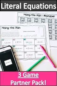This Set Of Three Literal Equations Activities Will Have Your Students Solving Equations For A Specifi Literal Equations Middle School Math Resources Equations