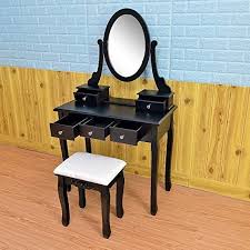 360 Deg Rotation Single Mirror 5 Drawers Dressing Table Blcak In 2020 Dressing Table With Stool 5 Drawer Dressing Table Dressing Table Vanity