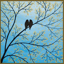 Bird Sitting On Tree Branch Drawing Romantic Art Love Bird Pictures Oh So Girly Love Birds Painting Painting Canvases Romantic Art