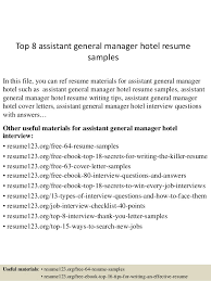 Job opportunities for hotel/motel managers are good because low unemployment and an increase in job vacancies means there is a shortage of people available to do this role. Top 8 Assistant General Manager Hotel Resume Samples