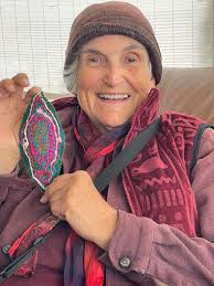 Stitching at a cafe with friends