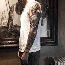 Black And Grey Sleeve Niki Notberg Realistic Black And Grey Sleeve Spartan Tattoo Warrior Tattoos Gladiator Tattoo