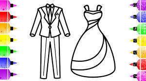 Shop mermaid wedding dresses online from alinanova ! How To Draw Wedding Dress For Bride And Groom Flower Dress Coloring Book Youtube