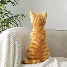 Reviewed in canada on may 30, 2019. Amazon Com Meowtastic Cat Plush Stuffed Cat Plush Pillow Orange Tabby Sillouette Plush With Artificial Fur Realistic And Lifelike For Sofa Windowsill Home Decoration 17 Toys Games