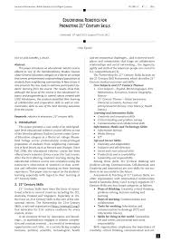 Pdf Educational Robotics For Promoting 21st Century Skills