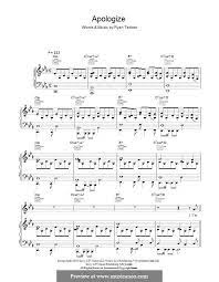 Apologize Onerepublic By R B Tedder Sheet Music Digital Sheet Music Fingerstyle Guitar Lessons