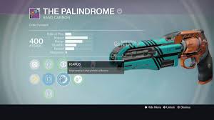 The palindrome is a hand cannon you can buy from the crucible quartermaster with legendary marks. Destinytracker On Twitter The Palindrome The Swarm And Shadow Price All Making Their Destiny 2 Debuts As Nightfall Strikes Rewards In Season 13 Https T Co Xhghfsasaj