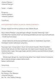 Bagi menghasilkan surat rasmi yang betul, anda perlu mematuhi format. Resume Kreatif On Twitter Contoh Rasmi Surat Berhenti Kerja Jangan Menyusahkan Pihak Majikan Dengan Keluar Dari Syarikat Tanpa Bersebab Dan Tiada Hitam Putih Ini Contoh Surat Resign Dalam Bahasa Malaysia Yang Boleh
