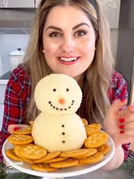 Festive Snowman Cheeseball Christmas Appetizer Recipe for Holiday Parties