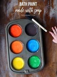 Add water 1/2 a tablespoon at a time until the mixture is thick enough to stick to the paint brush without much dripping, but thin enough to paint a line. How To Make Bath Paint Made With Soap Sisters What