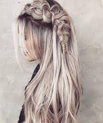 Half Up Braid Ash Blonde Hair Colour Hair Styles Long Hair Styles