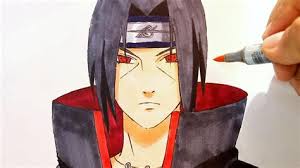 Draw a long curved line to form the top of the head and hair. Itachi Naruto Easy Drawing Shefalitayal