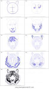Draw a large oval that fills the paper. How To Draw A Tiger Face Printable Step By Step Drawing Sheet Drawingtutorials101 Com Tiger Drawing Tiger Drawing Tutorial Drawing Sheet